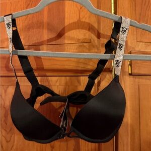 Victoria's Secret Black Bra with Silver Embellished Straps